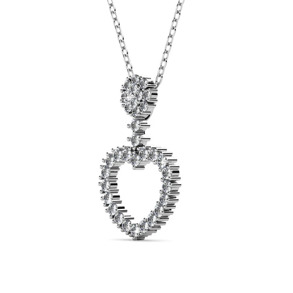 Brynn 18k White Gold Plated Heart Pendant Necklace with Swarovski Crystals