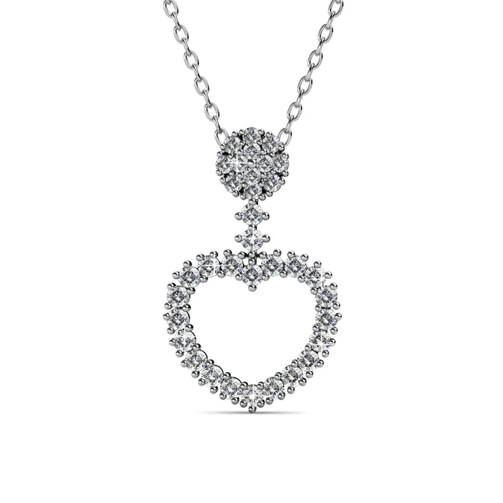 Brynn 18k White Gold Plated Heart Pendant Necklace with Swarovski Crystals