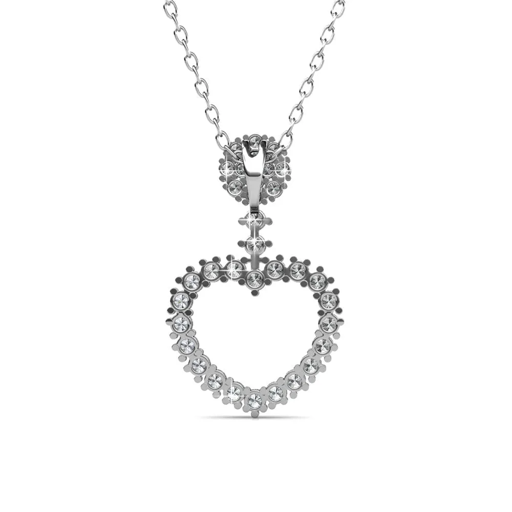 Brynn 18k White Gold Plated Heart Pendant Necklace with Swarovski Crystals
