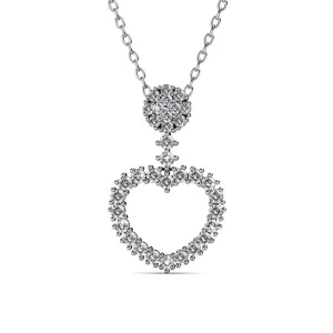 Brynn 18k White Gold Plated Heart Pendant Necklace with Swarovski Crystals