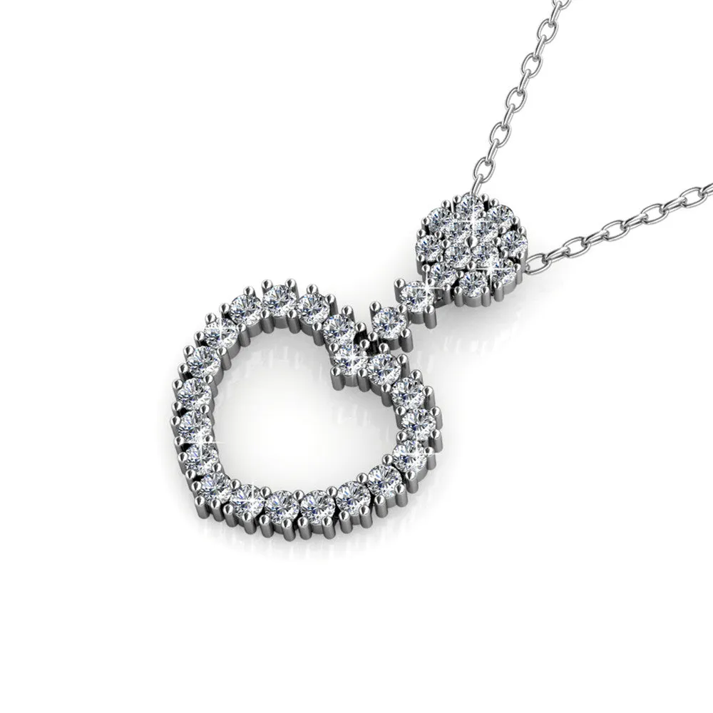 Brynn 18k White Gold Plated Heart Pendant Necklace with Swarovski Crystals