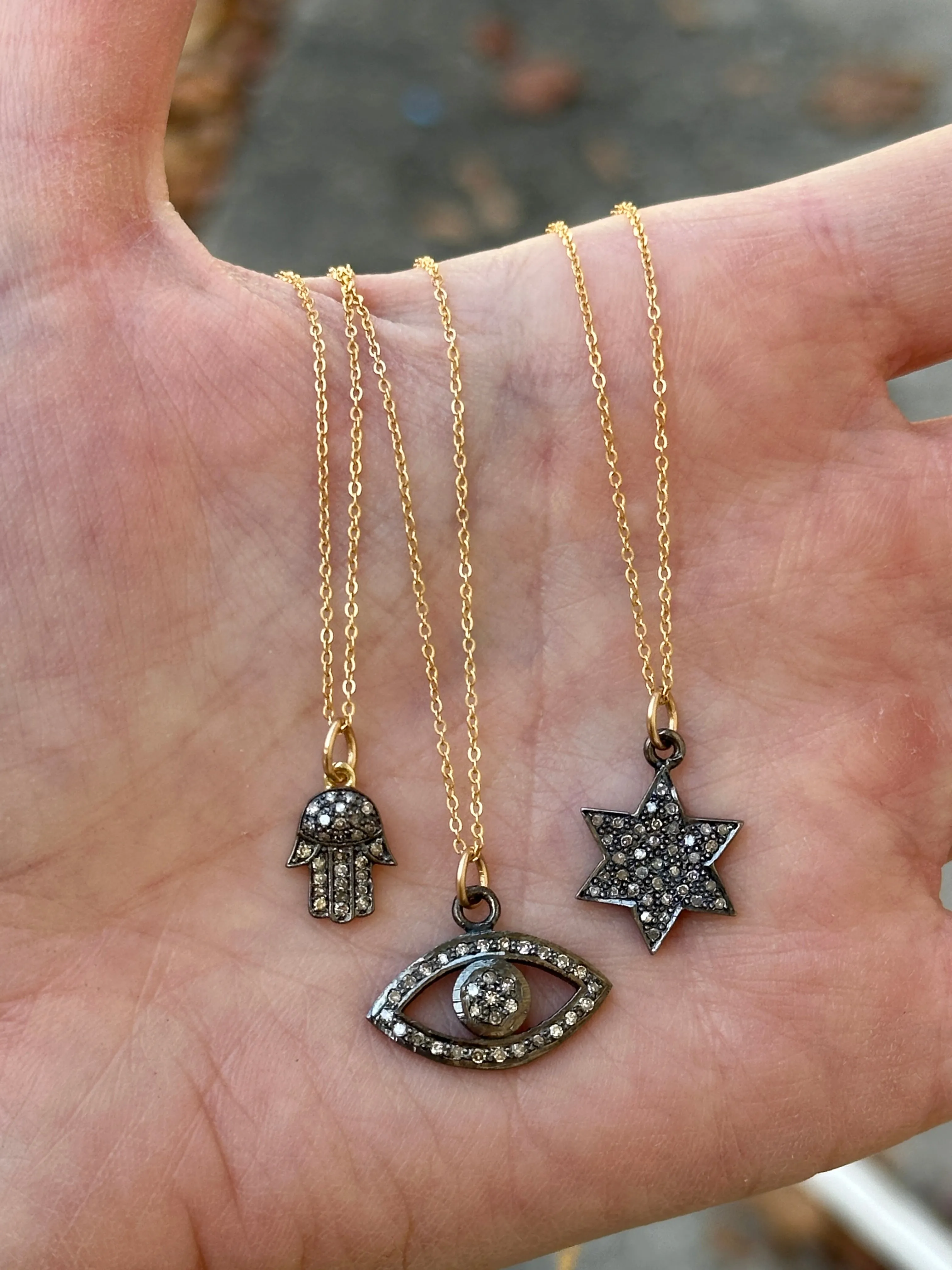 Champagne Diamond Hamsa Necklace