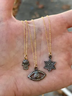 Champagne Diamond Hamsa Necklace