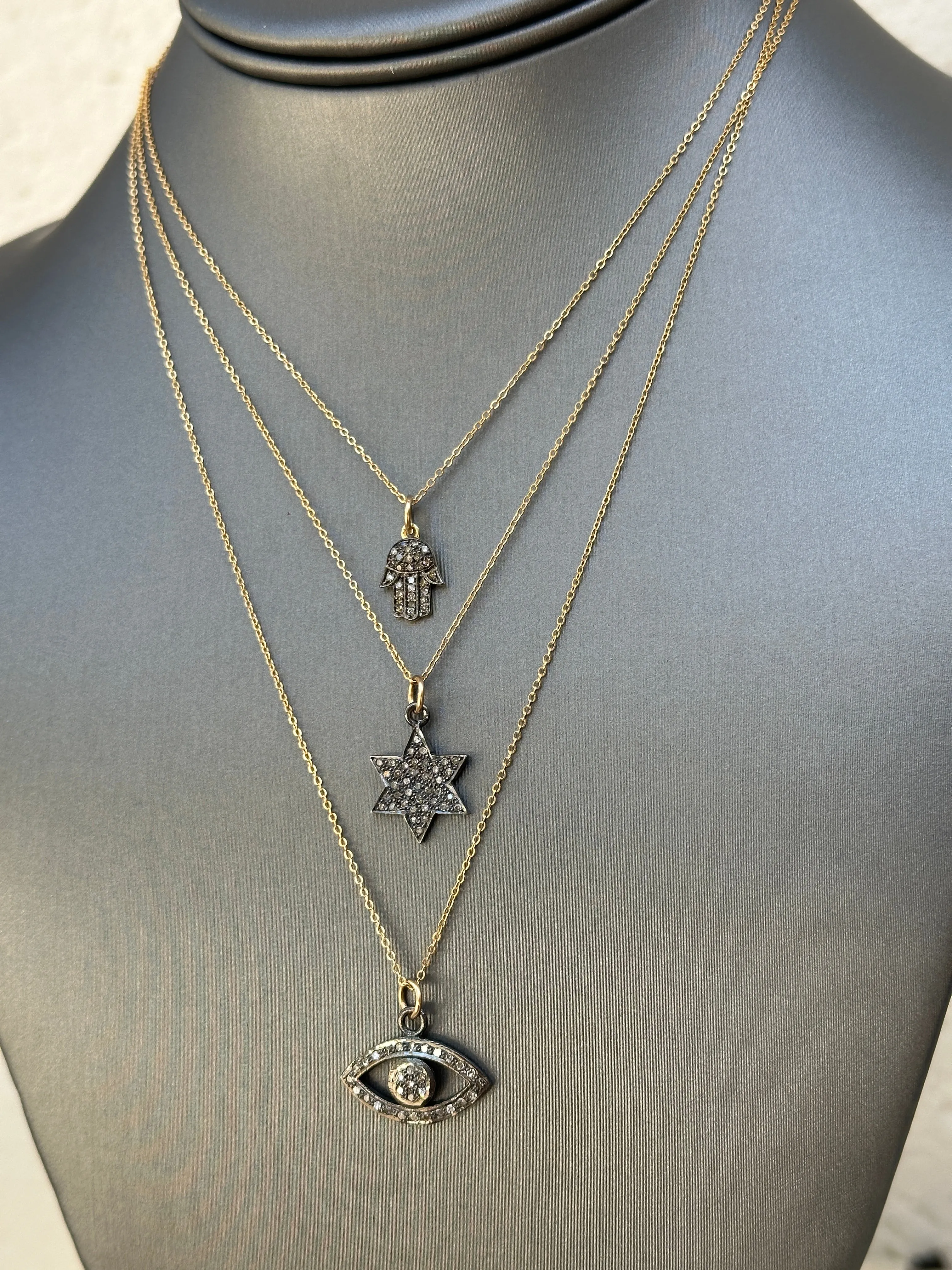 Champagne Diamond Hamsa Necklace