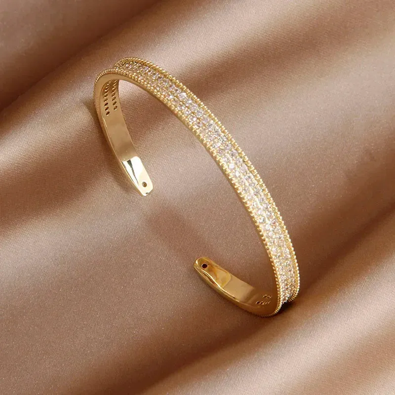 Classic Luxury Zirconia Cross Charm Bracelets For Women Elegant Bangle