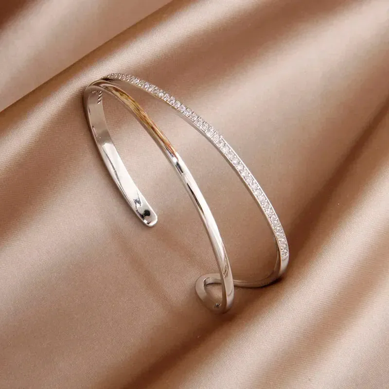 Classic Luxury Zirconia Cross Charm Bracelets For Women Elegant Bangle