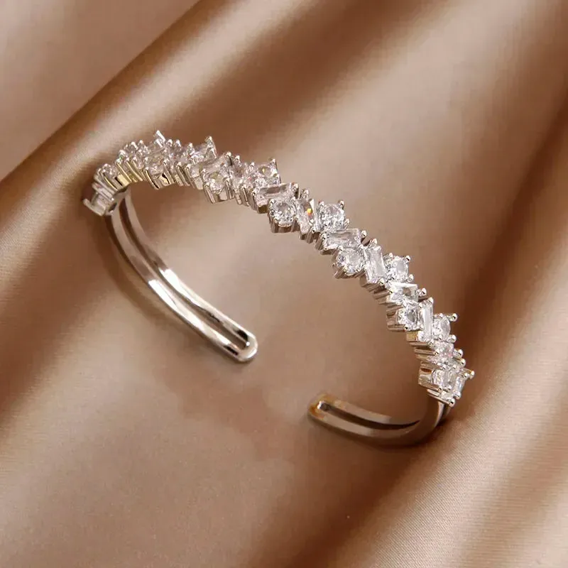 Classic Luxury Zirconia Cross Charm Bracelets For Women Elegant Bangle