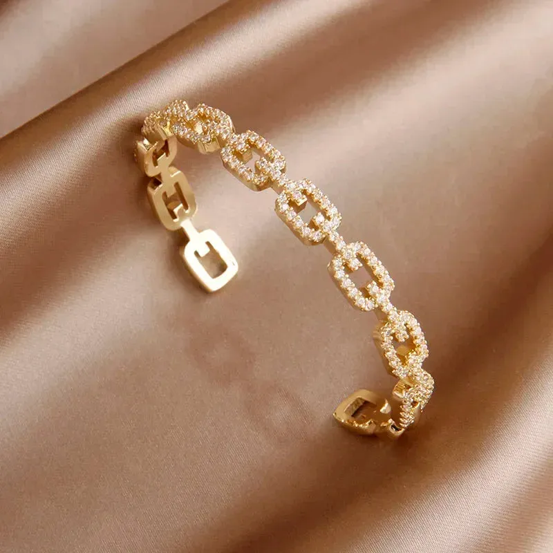 Classic Luxury Zirconia Cross Charm Bracelets For Women Elegant Bangle