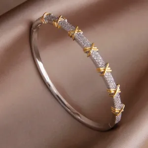 Classic Luxury Zirconia Cross Charm Bracelets For Women Elegant Bangle