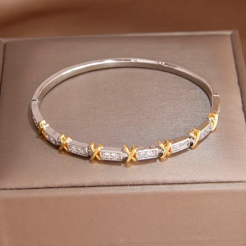 Classic Luxury Zirconia Cross Charm Bracelets For Women Elegant Bangle