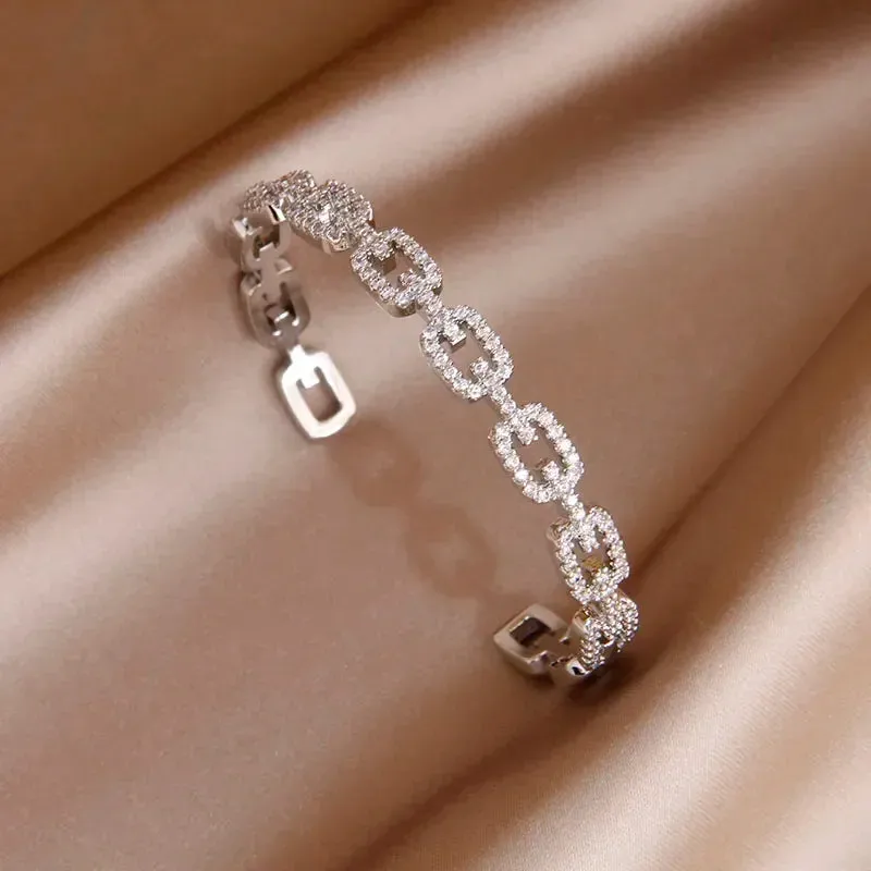 Classic Luxury Zirconia Cross Charm Bracelets For Women Elegant Bangle