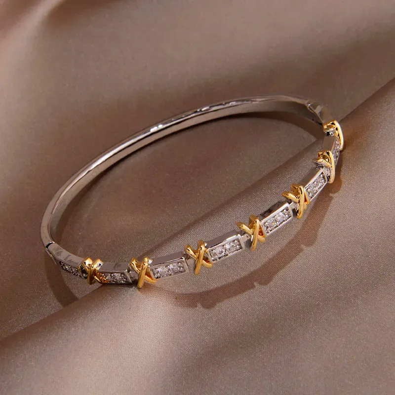 Classic Luxury Zirconia Cross Charm Bracelets For Women Elegant Bangle