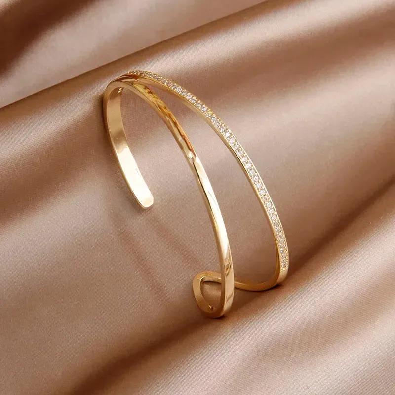 Classic Luxury Zirconia Cross Charm Bracelets For Women Elegant Bangle