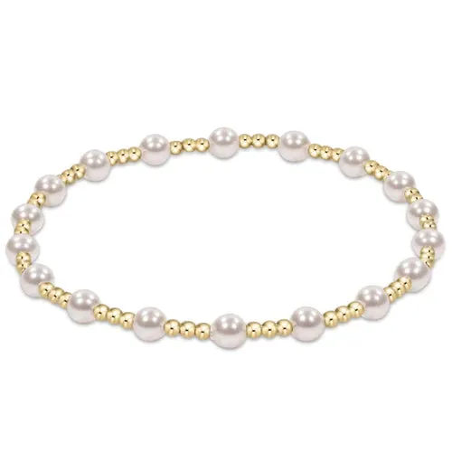 Classic Sincerity Pattern 4mm Bead Bracelet, Pearl