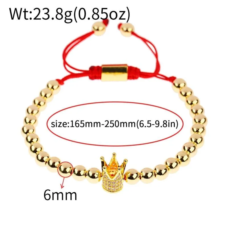 CQ Men's Luxury Copper Beads Crown Bracelet