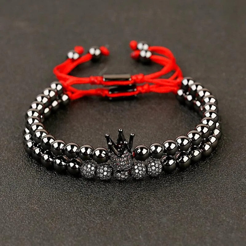 CQ Men's Luxury Copper Beads Crown Bracelet