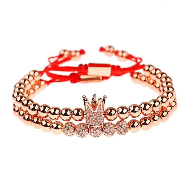 CQ Men's Luxury Copper Beads Crown Bracelet