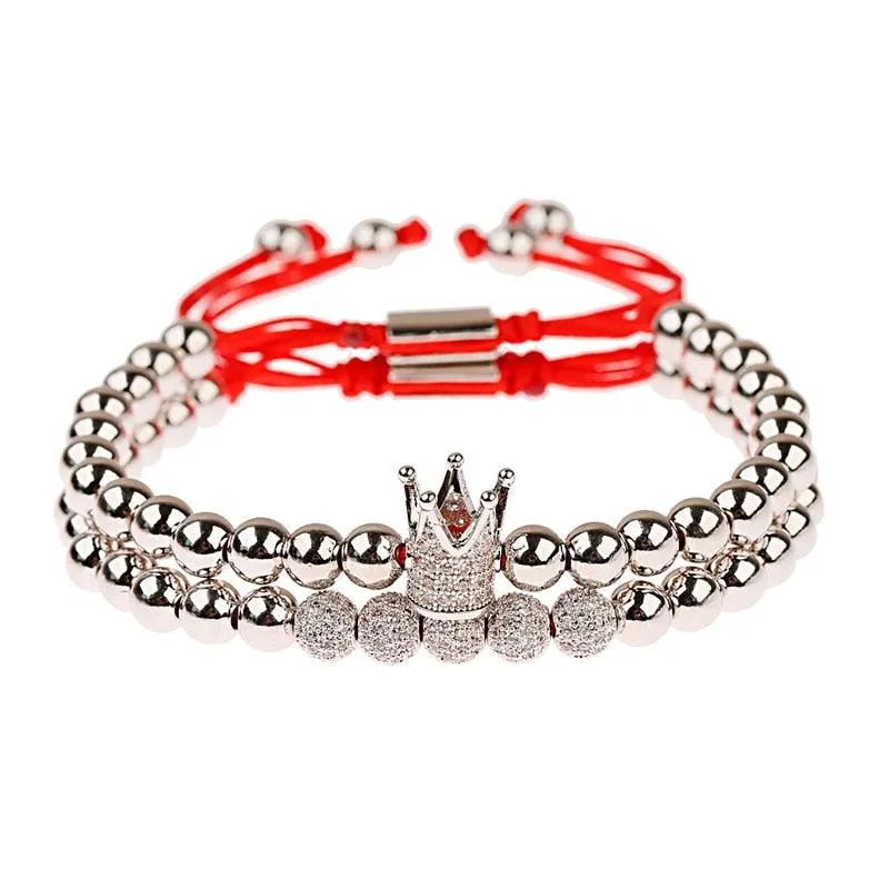 CQ Men's Luxury Copper Beads Crown Bracelet