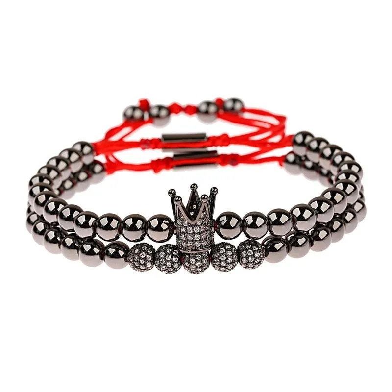 CQ Men's Luxury Copper Beads Crown Bracelet