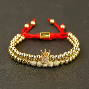CQ Men's Luxury Copper Beads Crown Bracelet