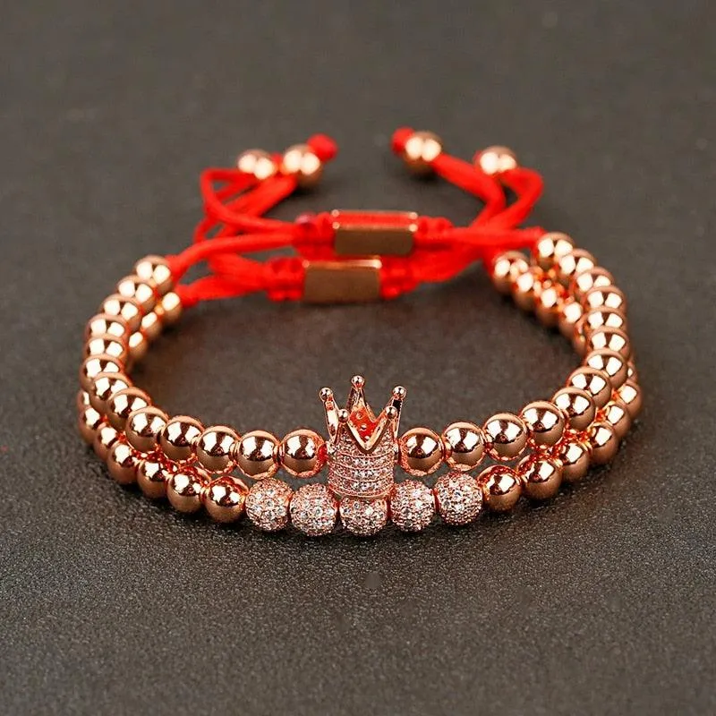 CQ Men's Luxury Copper Beads Crown Bracelet
