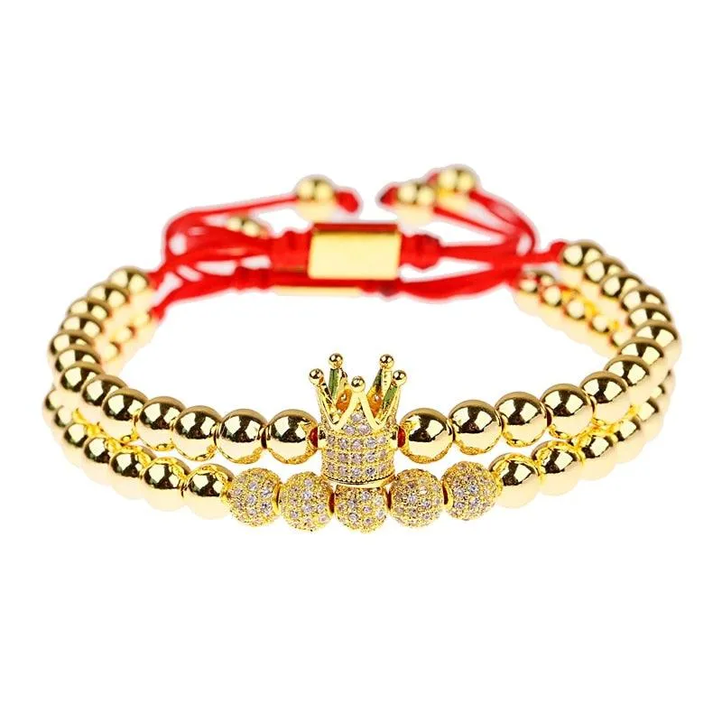 CQ Men's Luxury Copper Beads Crown Bracelet