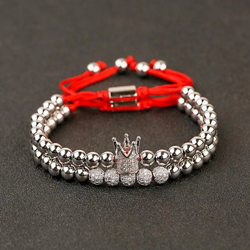 CQ Men's Luxury Copper Beads Crown Bracelet