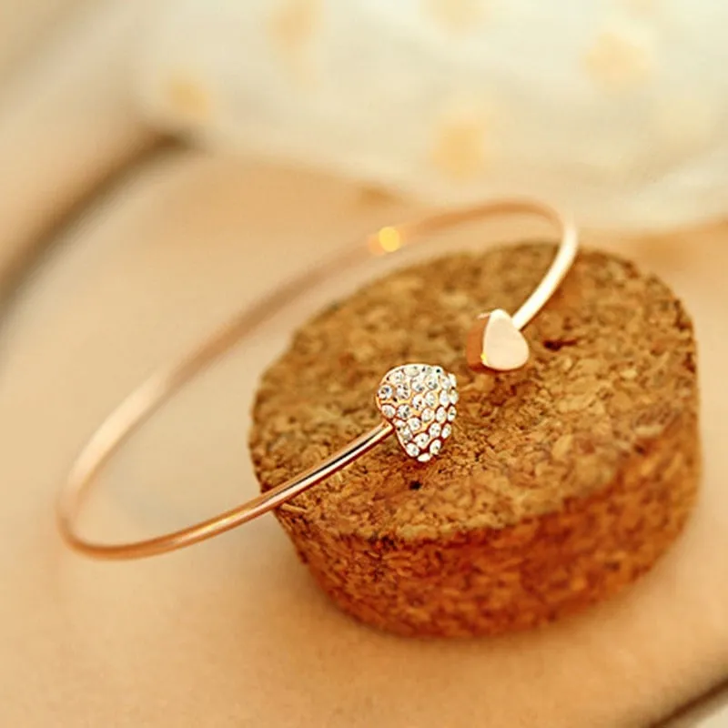 Crystal Double Heart Bow Bracelets