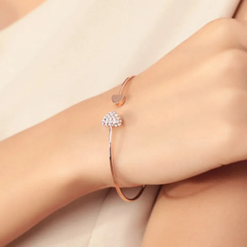 Crystal Double Heart Bow Bracelets