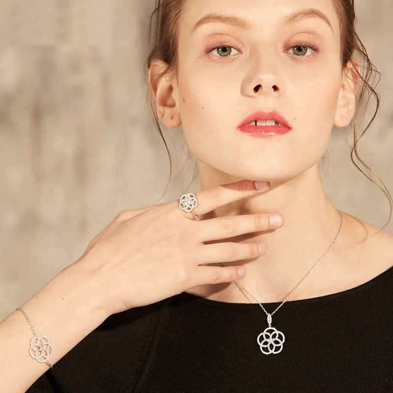 Cubic Zirconia Camellia Necklace