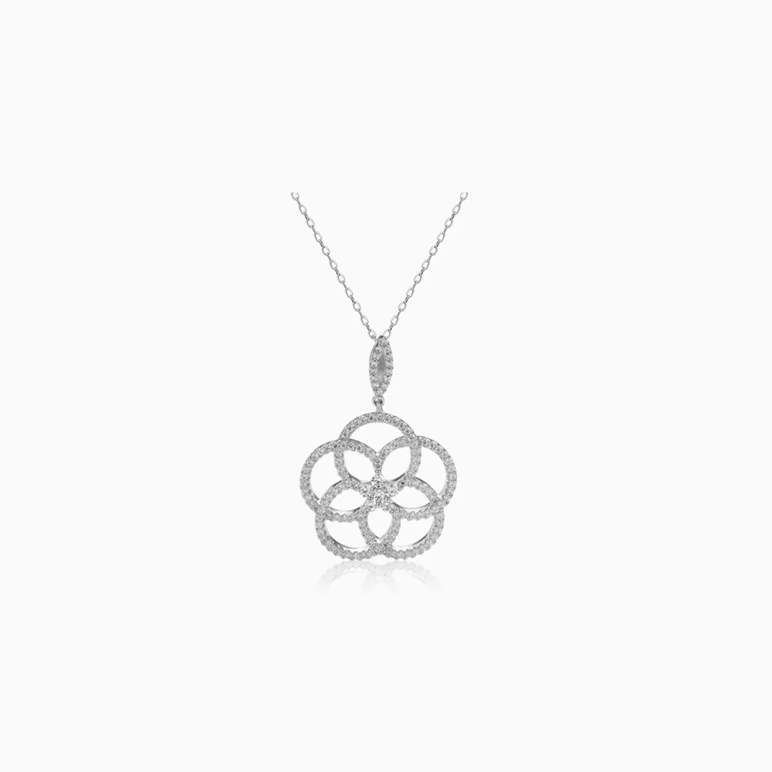 Cubic Zirconia Camellia Necklace