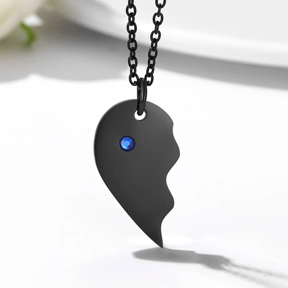Custom Birthstone Heart Matching Necklaces for Couples Friends Family