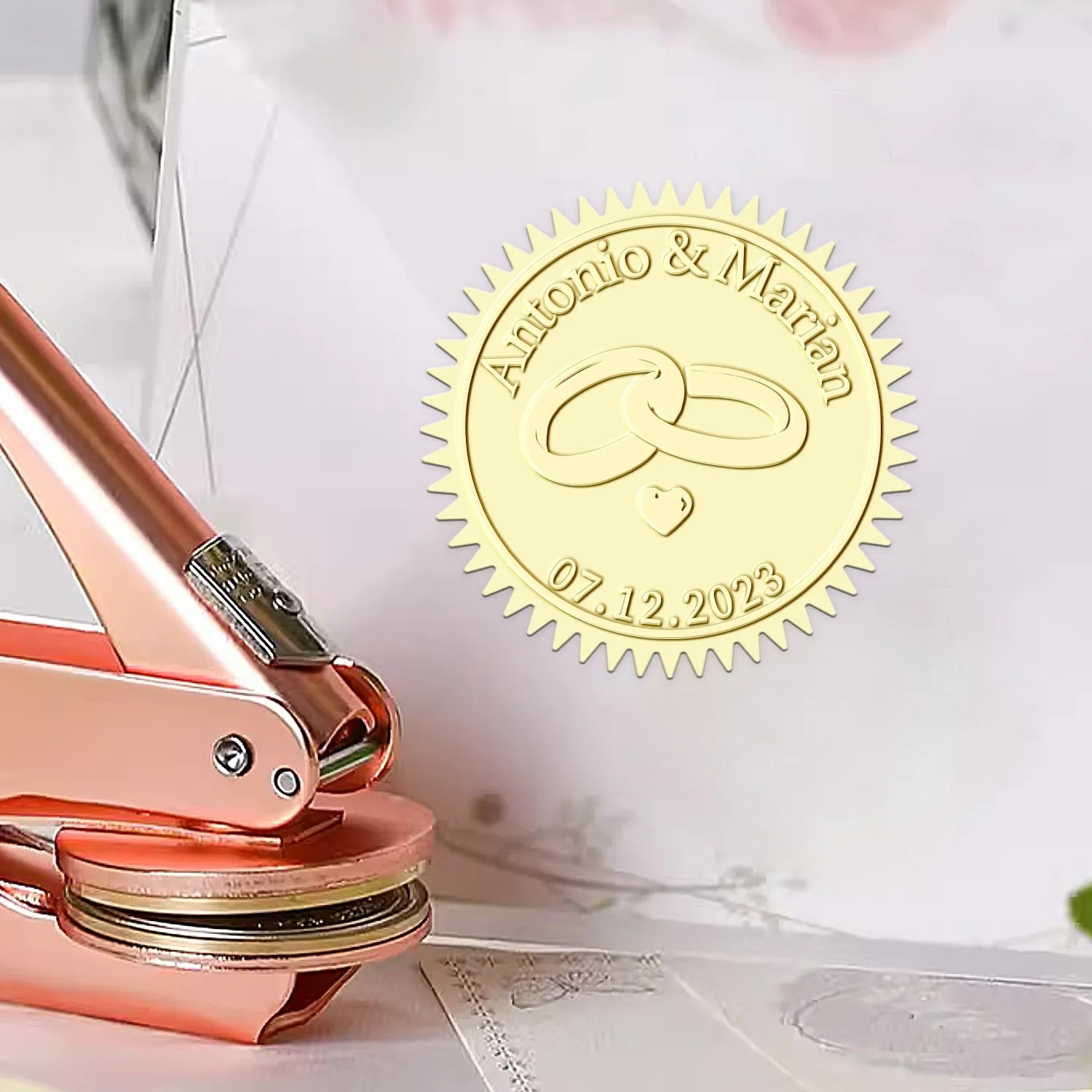 Custom Couple Rings Wedding Embosser