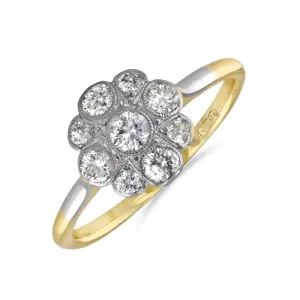 Diamond Cluster Ring | Pre-Loved | 18K Yellow Gold
