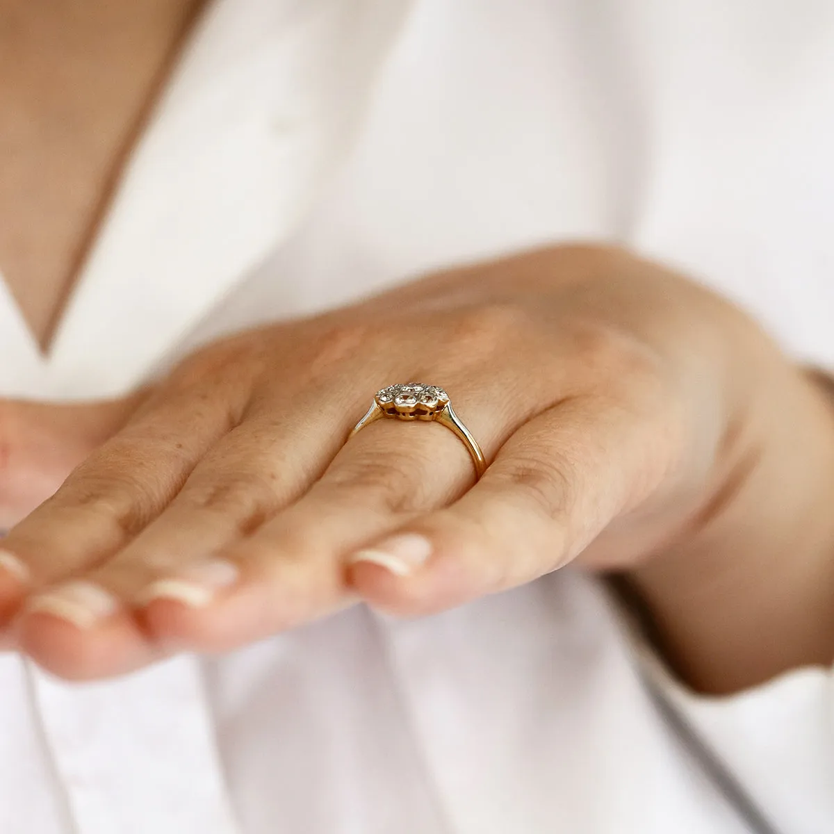 Diamond Cluster Ring | Pre-Loved | 18K Yellow Gold