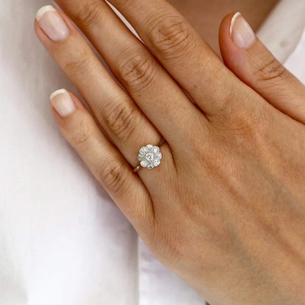 Diamond Cluster Ring | Pre-Loved | 18K Yellow Gold
