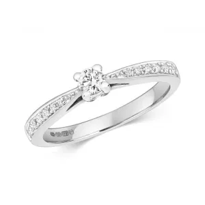 Diamond Jewellery 9ct Solitaire Set Shoulders White Gold Rings RD621W