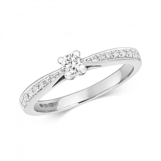 Diamond Jewellery 9ct Solitaire Set Shoulders White Gold Rings RD621W