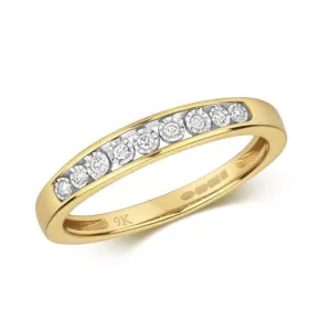 Diamond Jewellery 9k Gold Diamond 1/2 Eternity Illusion Ring Set RD538