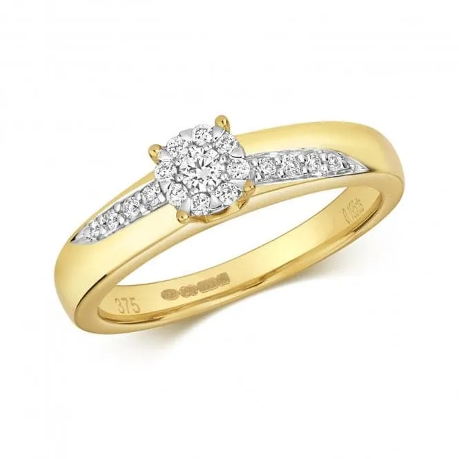 Diamond Jewellery 9K Yellow Gold Diamond Crossover Rings with 0.19CT RD392