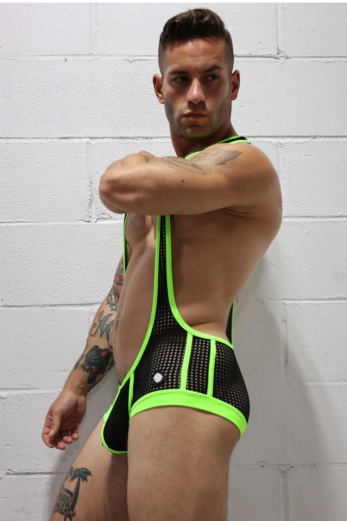 DIRTY BOY SINGLET  - NEON GREEN