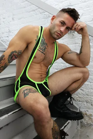 DIRTY BOY SINGLET  - NEON GREEN