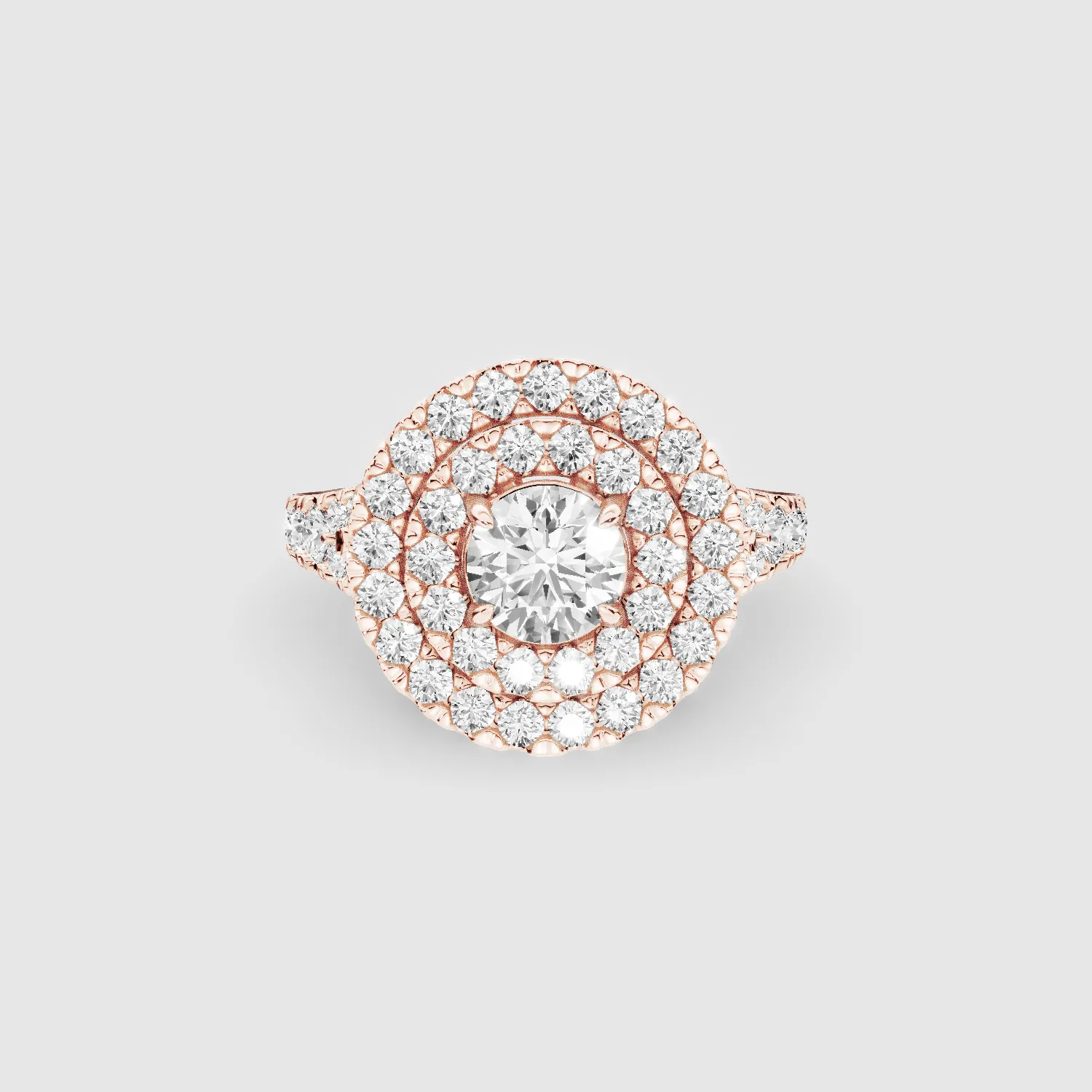Double Halo Solitaire Ring -Round