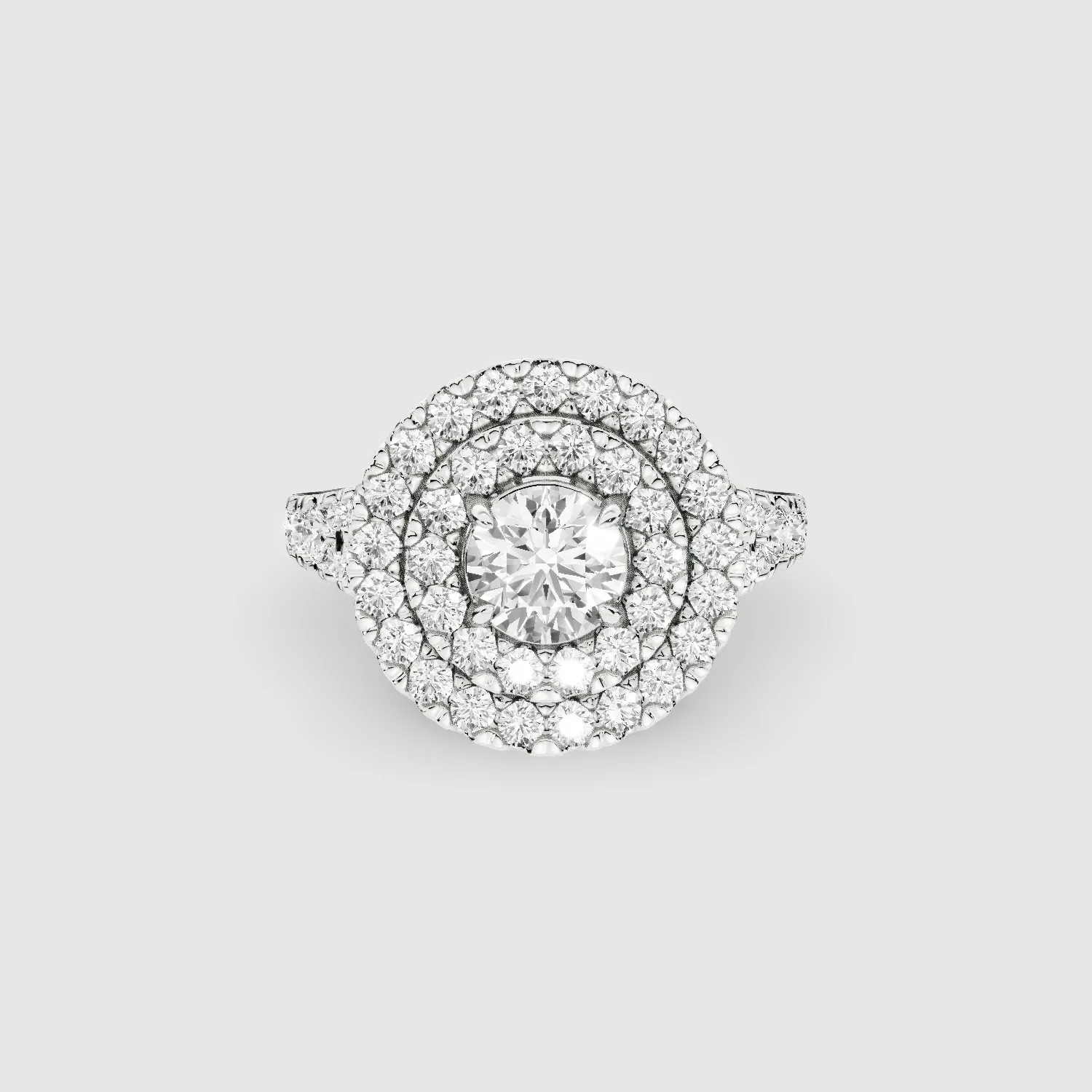 Double Halo Solitaire Ring -Round