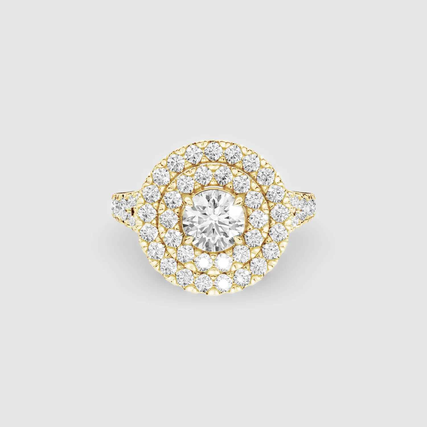Double Halo Solitaire Ring -Round