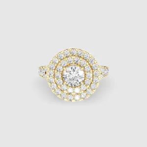 Double Halo Solitaire Ring -Round
