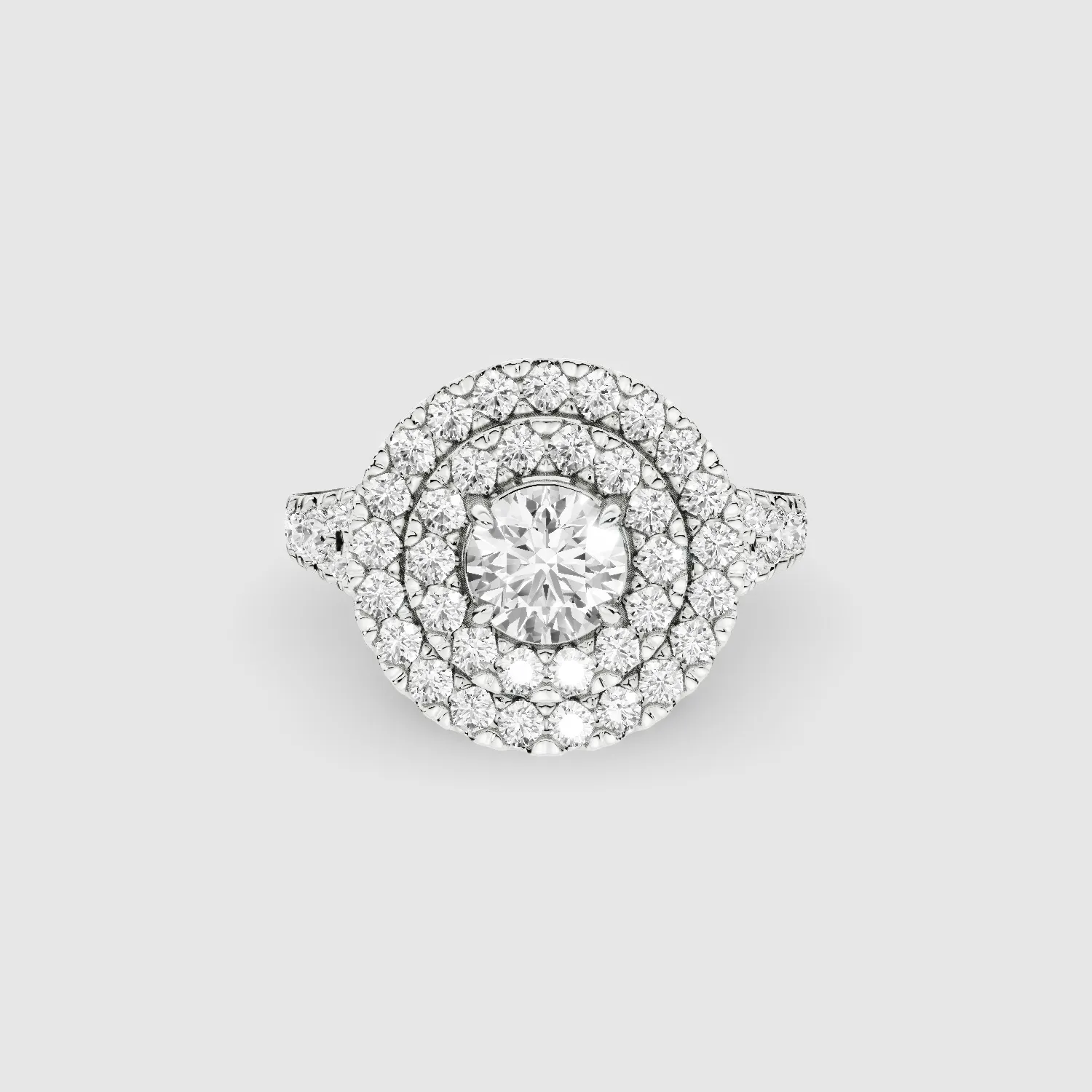Double Halo Solitaire Ring -Round