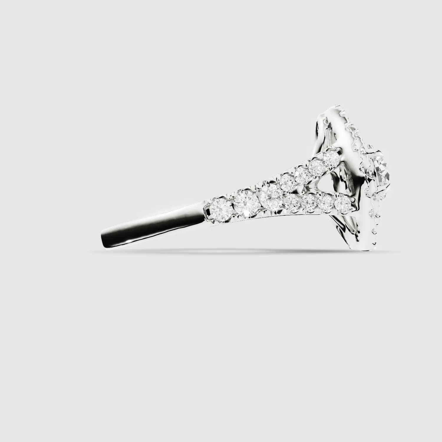 Double Halo Solitaire Ring -Round