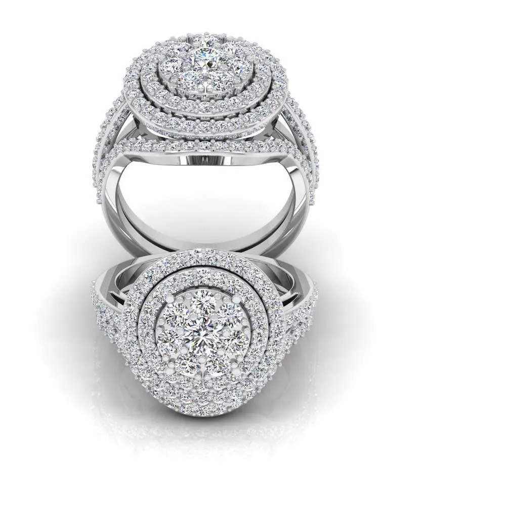 Dual Split Shank Moissanite Dome Engagement Ring