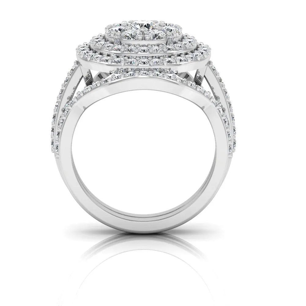 Dual Split Shank Moissanite Dome Engagement Ring